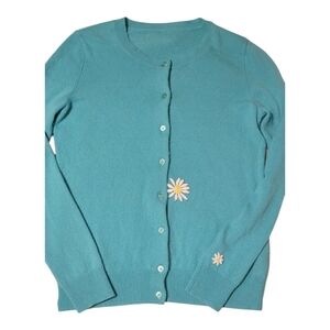 RENEWEST Gorgeous Teal Lightweight Soft Cashmere Cardigan Womens SZ SM/MED